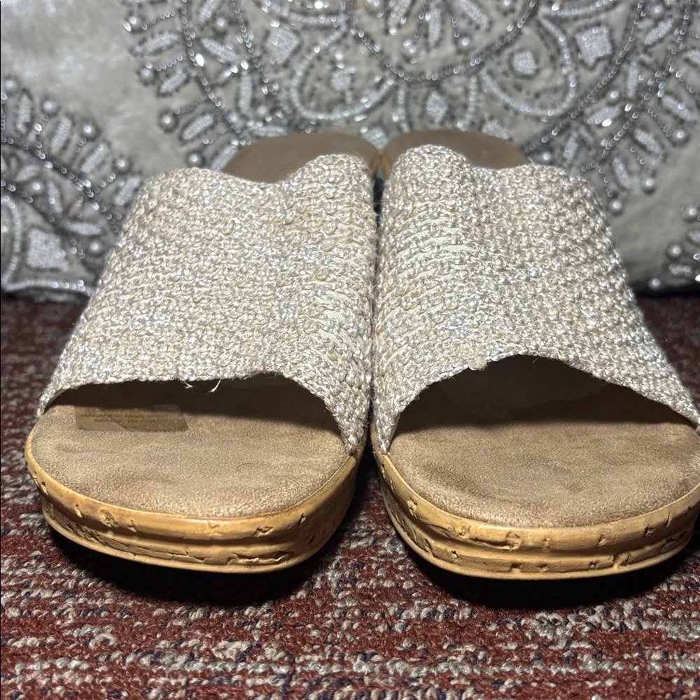 Onex made in Italy platform Elegant Cream Wedge Sandals cork heel beach wedding